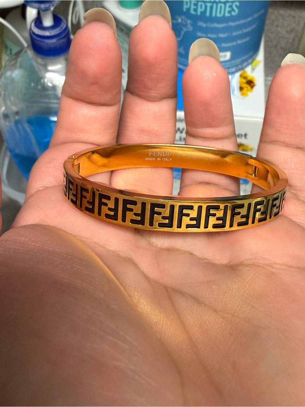 Fendi Inspo Gold Logo Bangle Bracelet - Women's Accessories